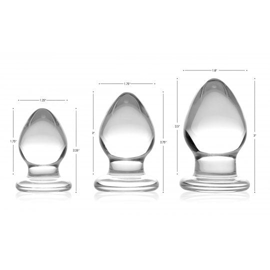 Triplets 3 Piece Glass Anal Plug Kit