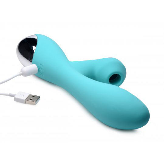 10X Silicone Suction Rabbit Vibrator - Teal