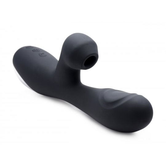 10X Silicone Suction Rabbit Vibrator - Black