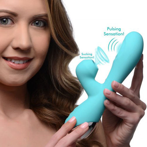 10X Silicone Suction Rabbit Vibrator - Teal