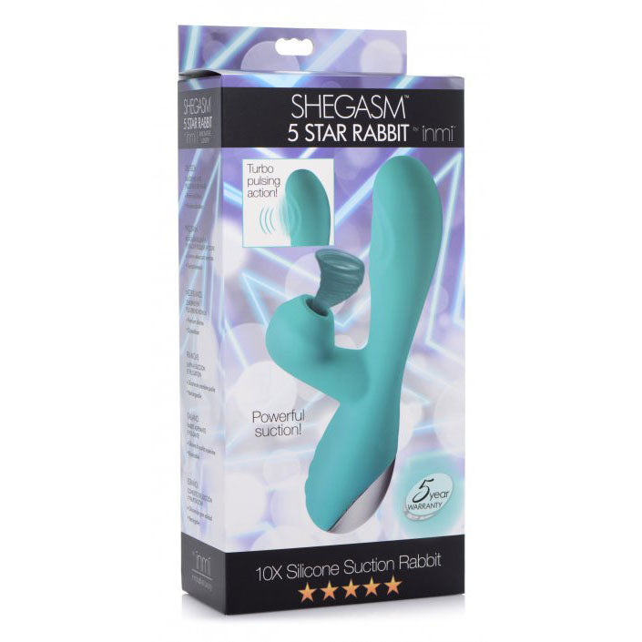 10X Silicone Suction Rabbit Vibrator - Teal