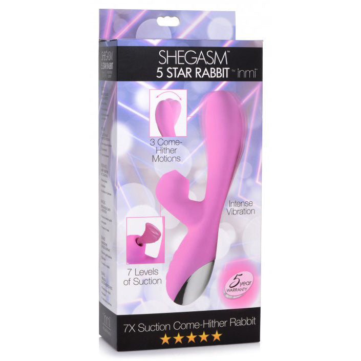 Shegasm 5 Star 7X Suction Come-Hither Silicone Rabbit - Pink