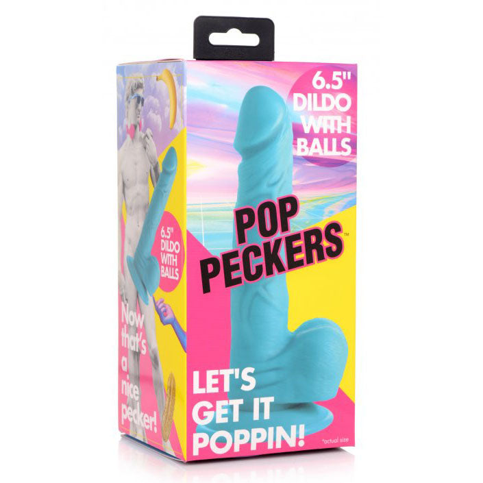 6.5 Inch Dildo with Balls - Blue