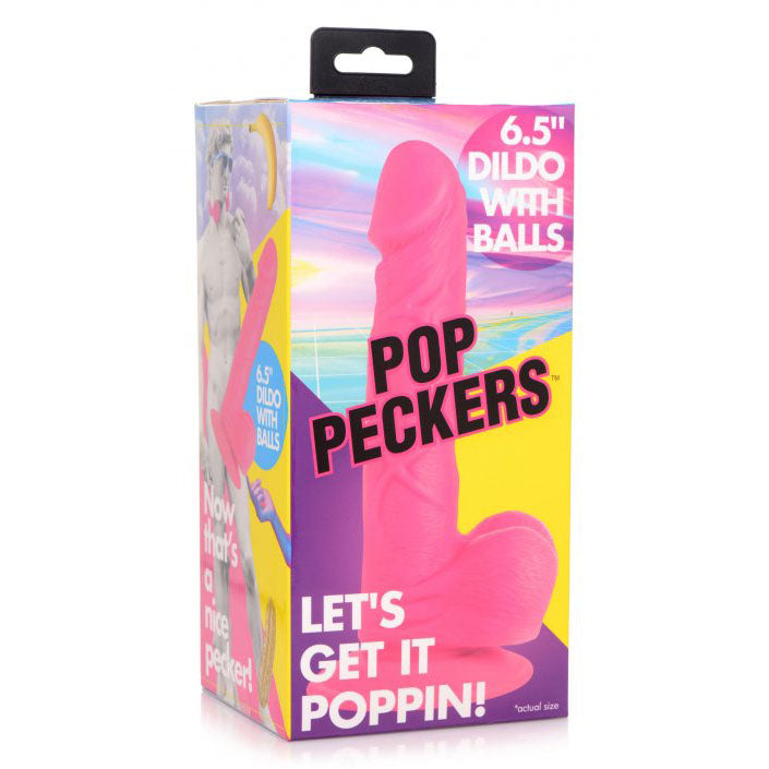 6.5 Inch Dildo with Balls - Pink