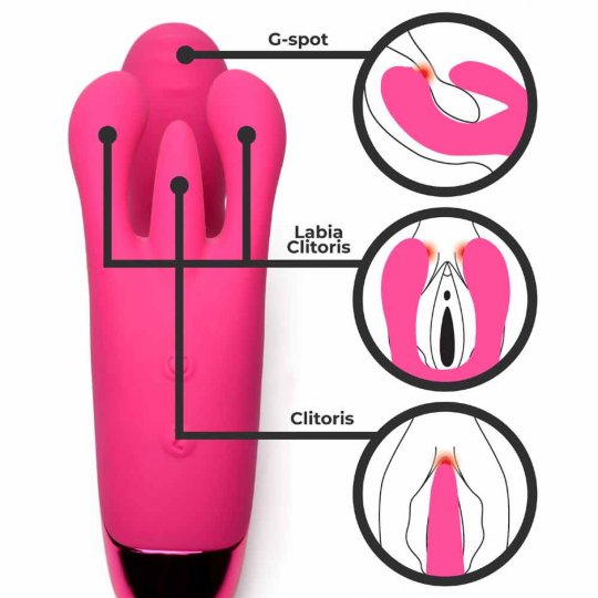 10X Triple Rabbit Silicone Vibrator - Pink