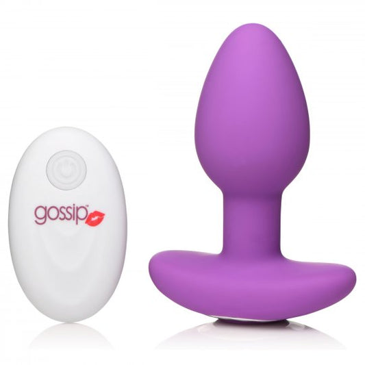 10X Pop Rocker Vibrating Silicone Plug with Remote - Violet