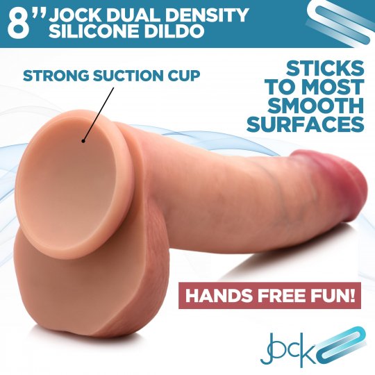 JOCK Ultra Realistic Dual Density Silicone Dildo with Balls - 8 Inch