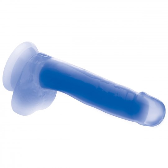 7 Inch Glow-in-the-Dark Silicone Dildo with Balls - Blue