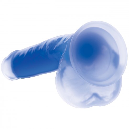 7 Inch Glow-in-the-Dark Silicone Dildo with Balls - Blue