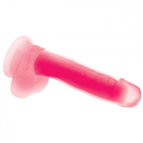 7 Inch Glow-in-the-Dark Silicone Dildo with Balls - Pink