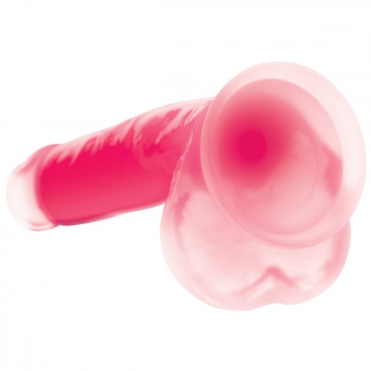 7 Inch Glow-in-the-Dark Silicone Dildo with Balls - Pink