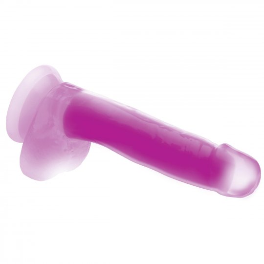 7 Inch Glow-in-the-Dark Silicone Dildo with Balls - Purple