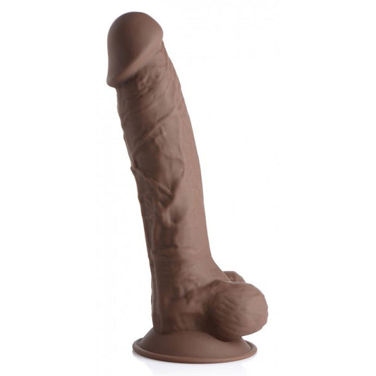 Silexpan Dark Hypoallergenic Silicone Dildo with Balls - 8.5 Inch