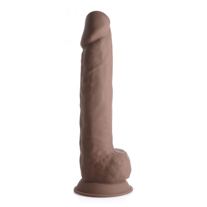 Silexpan Dark Hypoallergenic Silicone Dildo with Balls - 10 Inch