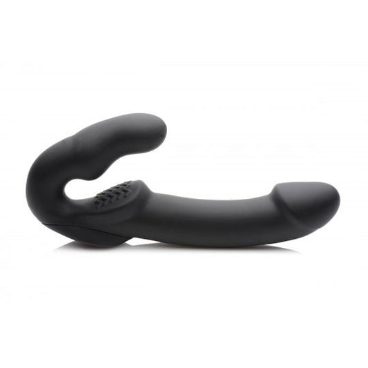 Evoke Rechargeable Vibrating Silicone Strapless Strap On - Black