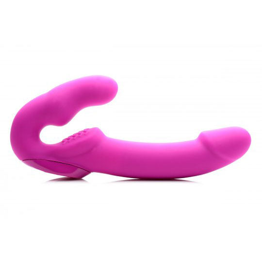 Evoke Rechargeable Vibrating Silicone Strapless Strap On - Pink