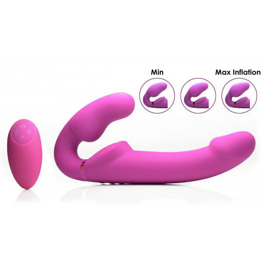 Worlds First Remote Control Inflatable Vibrating Silicone Ergo Fit Strapless Strap-On