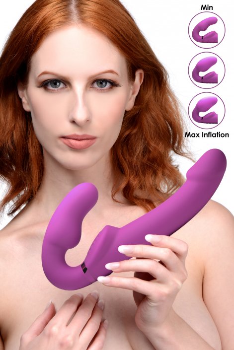 Worlds First Remote Control Inflatable Vibrating Silicone Ergo Fit Strapless Strap-On