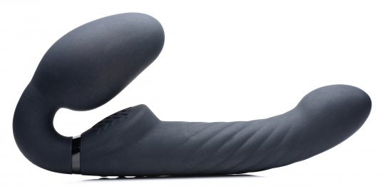 Ergo-Fit Twist Inflatable Vibrating Silicone Strapless Strap-on - Black