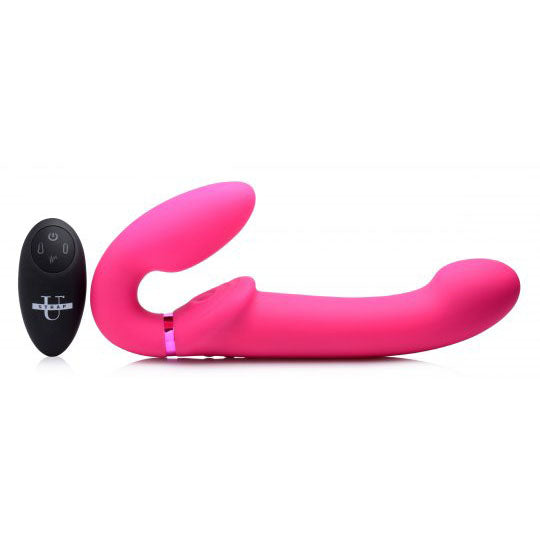 10X Remote Control Ergo-Fit G-Pulse Inflatable and Vibrating Strapless Strap-on - Pink