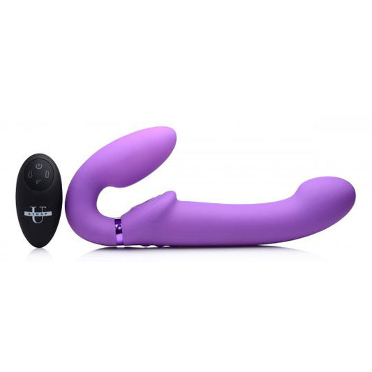 10X Remote Control Ergo-Fit G-Pulse Inflatable and Vibrating Strapless Strap-on - Purple