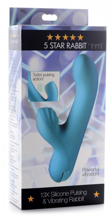 5 Star 13X Silicone Pulsing and Vibrating Rabbit - Teal