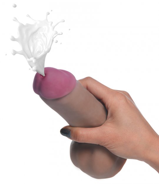 Dark Dual Density Realistic Squirting Dildo - 7 Inch