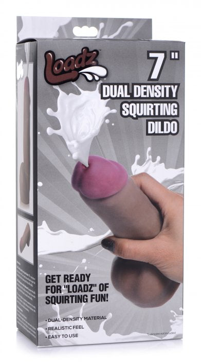 Dark Dual Density Realistic Squirting Dildo - 7 Inch