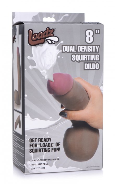 Dark Dual Density Squirting Realistic Dildo - 8 Inch