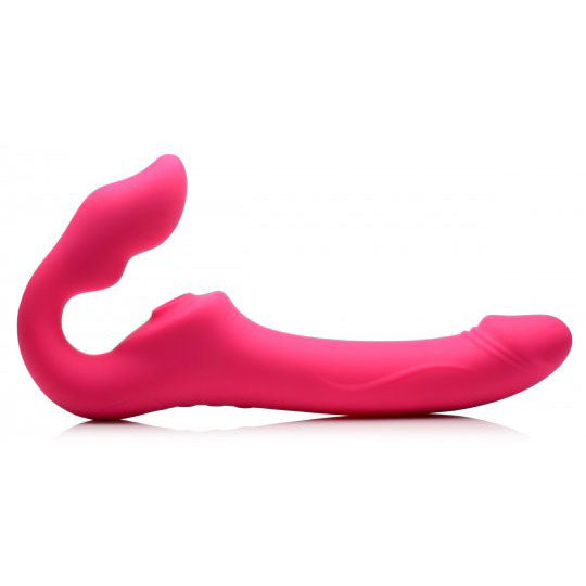 Licking and Vibrating Strapless Strap-On with Remote Control