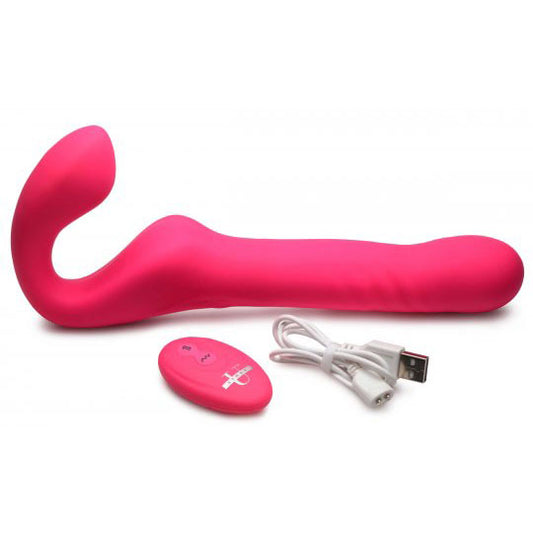 30X Thrusting and Vibrating Strapless Strap-On With Remote Control