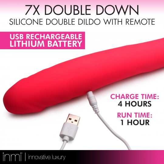 7X Double Down Silicone Double Dildo with Remote